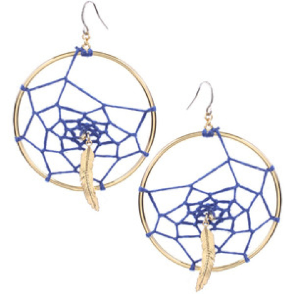 5pc LOT: DISNEY COUTURE POCAHONTAS 14KT GP DREAM CATCHER HOOP EARRINGS**NEW! - Picture 2 of 9